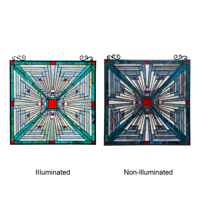 Chloe Lighting Innes Mission Glass/Copper Window Panel in Multi-Color