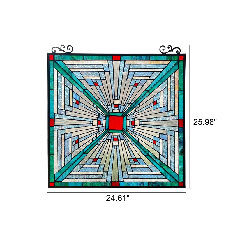 Chloe Lighting Innes Mission Glass/Copper Window Panel in Multi-Color