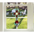 Chloe Lighting Cross Victorian Glass/Copper Window Panel in Multi-Color