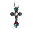 Chloe Lighting Cross Victorian Glass/Copper Window Panel in Multi-Color