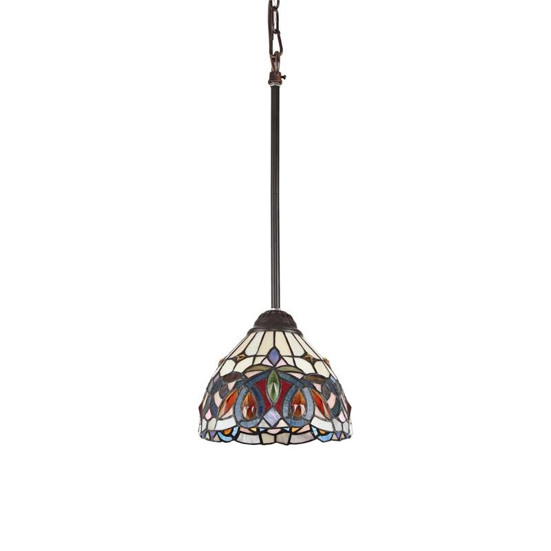 Chloe Lighting Serenity Victorian 1-Light Glass Mini Pendant in Multi-Color