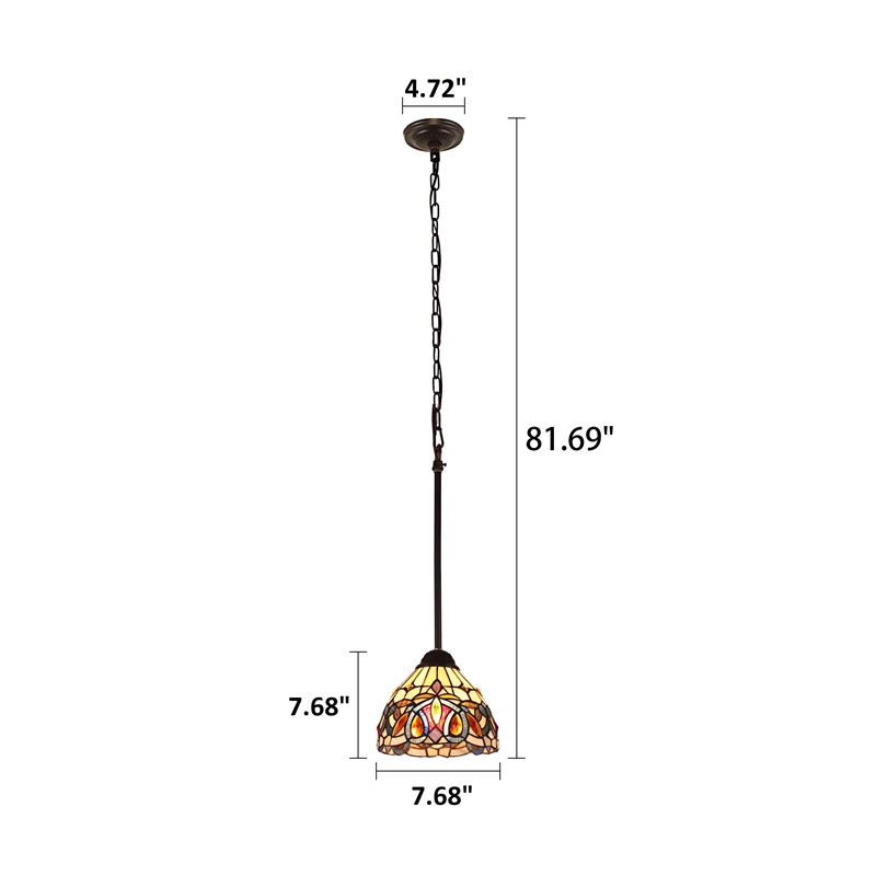 Chloe Lighting Serenity Victorian 1-Light Glass Mini Pendant in Multi-Color
