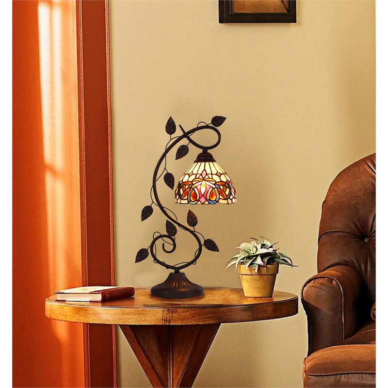 Chloe Lighting Serenity Victorian 1-Light Metal/Glass Table Lamp in Dark Bronze