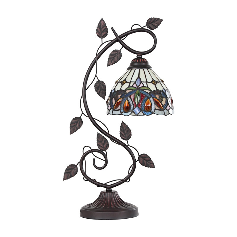 Chloe Lighting Serenity Victorian 1-Light Metal/Glass Table Lamp in Dark Bronze