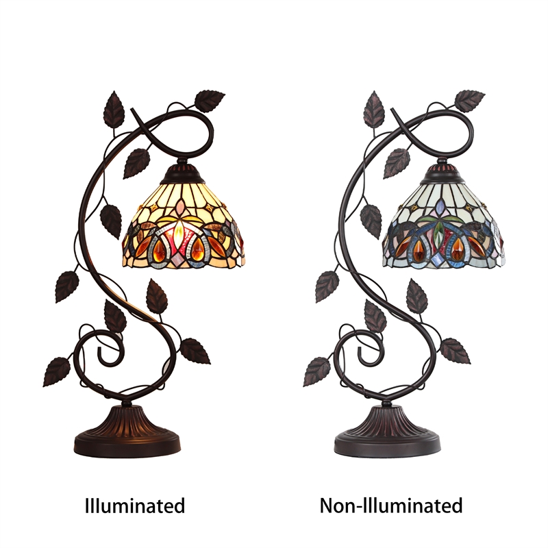 Chloe Lighting Serenity Victorian 1-Light Metal/Glass Table Lamp in Dark Bronze
