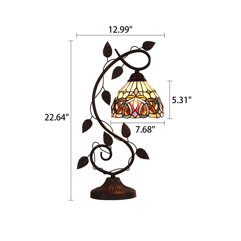 Chloe Lighting Serenity Victorian 1-Light Metal/Glass Table Lamp in Dark Bronze