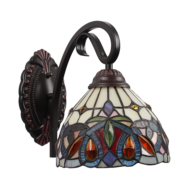 Chloe Lighting Serenity Victorian 1-Light Iron/Glass Wall Sconce in Dark Bronze
