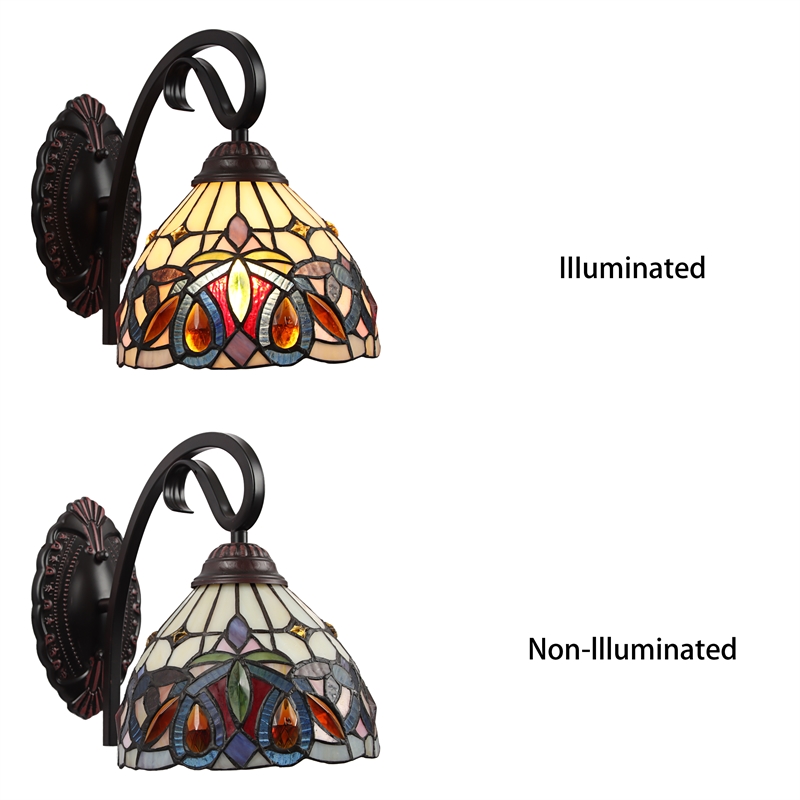 Chloe Lighting Serenity Victorian 1-Light Iron/Glass Wall Sconce in Dark Bronze