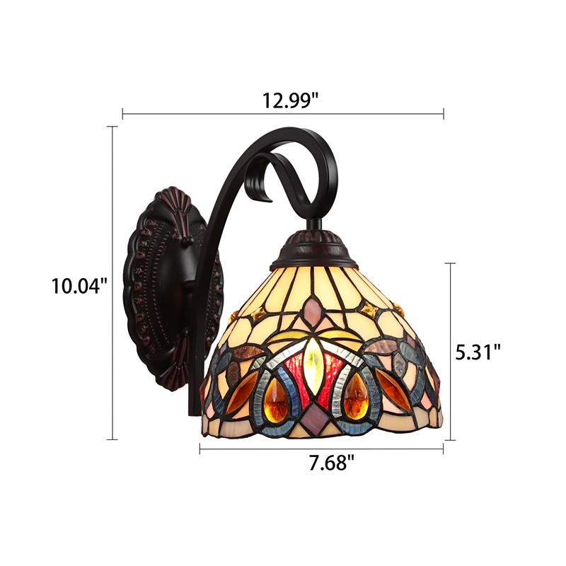 Chloe Lighting Serenity Victorian 1-Light Iron/Glass Wall Sconce in Dark Bronze