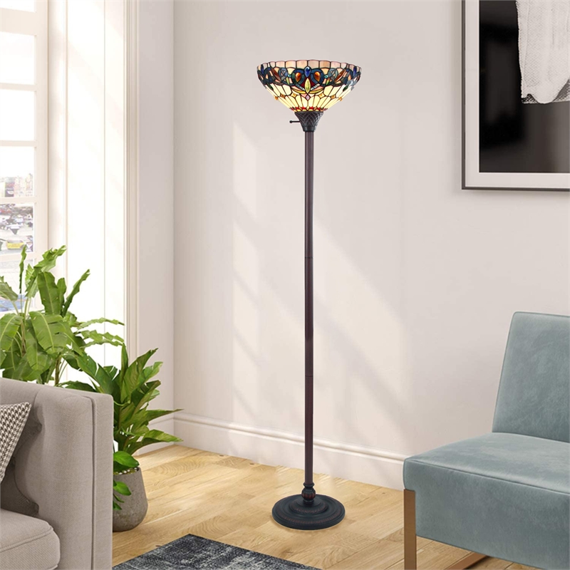 Chloe Lighting Serenity Victorian 1-Light Metal Torchiere Lamp in Dark Bronze