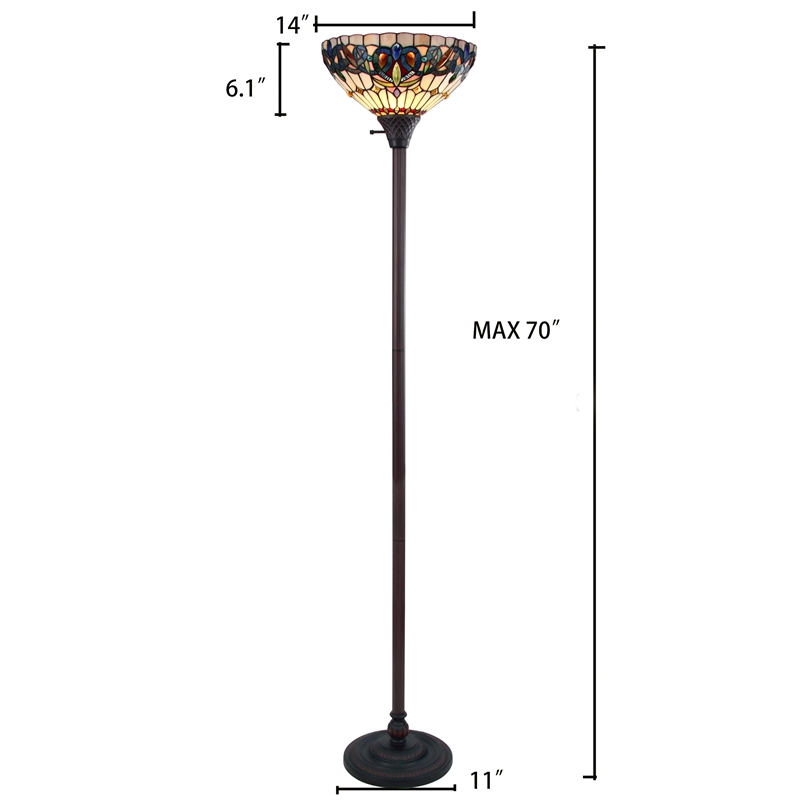 Chloe Lighting Serenity Victorian 1-Light Metal Torchiere Lamp in Dark Bronze