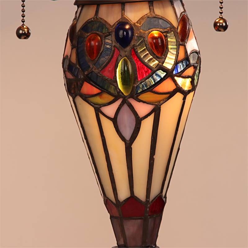 Chloe Lighting Serenity Victorian 3-Light Glass Table Lamp in Multi-Color