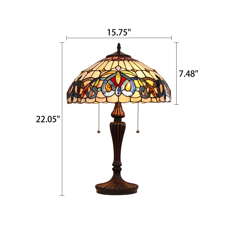 Chloe Lighting Serenity Victorian 2-Light Glass/Metal Table Lamp in Dark Bronze