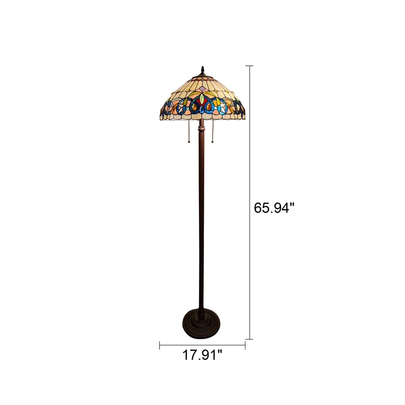 Chloe Lighting Serenity Victorian 2-Light Metal Floor Lamp in Dark Bronze