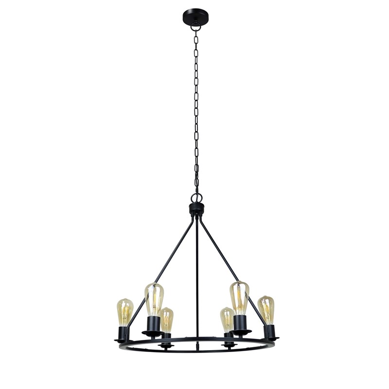 Chloe Lighting Ironclad 6-Light Metal Large Pendant in Matte Black