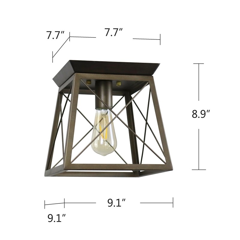 Chloe Lighting Farmhouse 1-Light Metal Ceiling Flush Fixture in Bronze/Gold