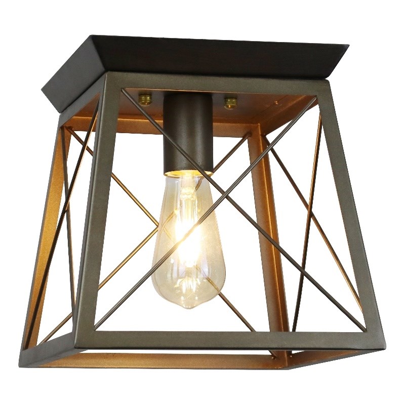 Chloe Lighting Farmhouse 1-Light Metal Ceiling Flush Fixture in Bronze/Gold