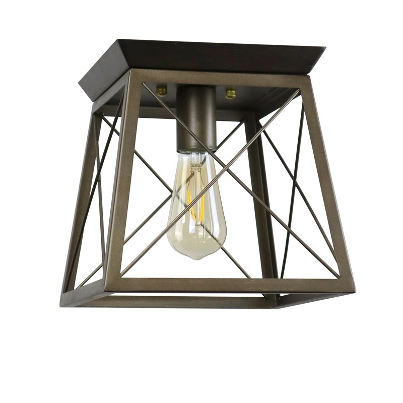 Chloe Lighting Farmhouse 1-Light Metal Ceiling Flush Fixture in Bronze/Gold