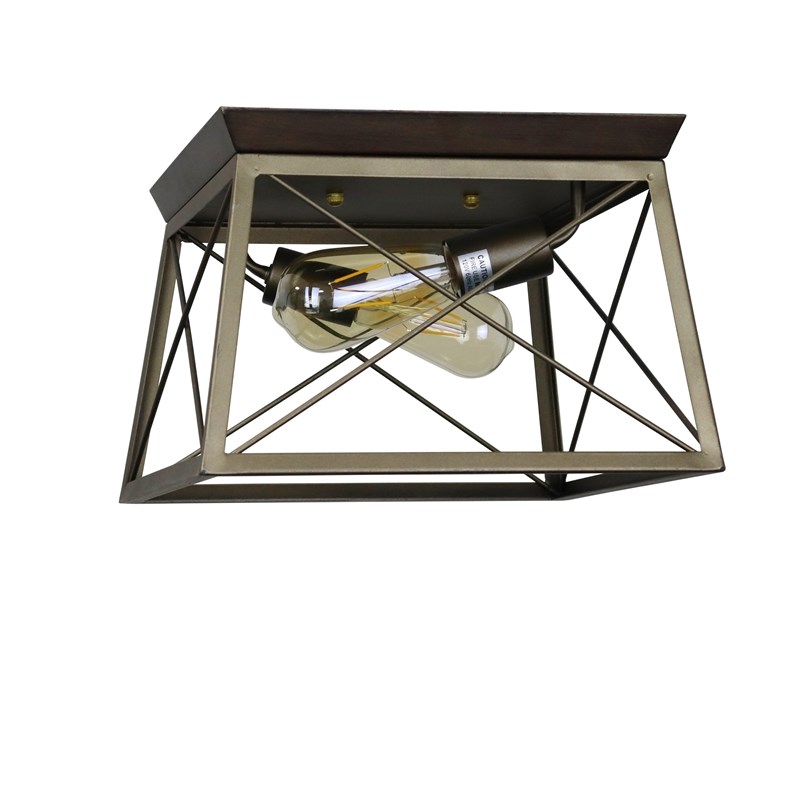 Chloe Lighting Farmhouse 2-Light Metal Ceiling Flush Fixture in Bronze/Gold