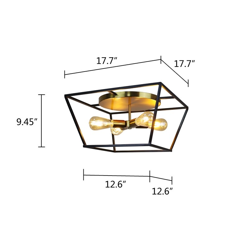 Chloe Lighting Farmhouse 4-Light Metal Ceiling Flush Fixture in Bronze/Gold