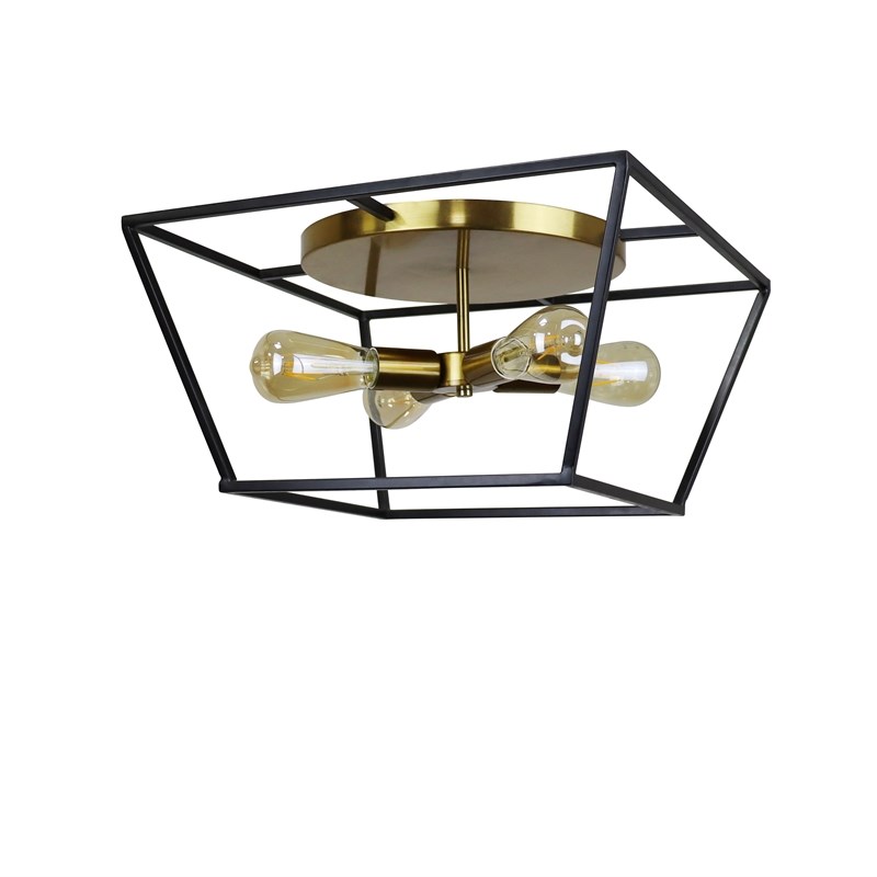Chloe Lighting Farmhouse 4-Light Metal Ceiling Flush Fixture in Bronze/Gold