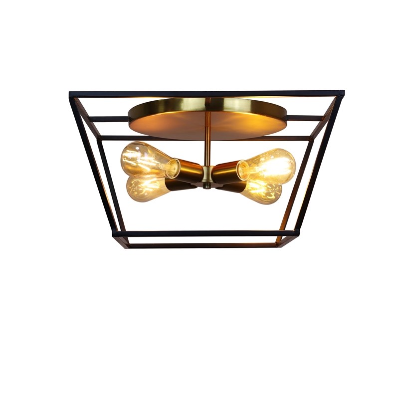 Chloe Lighting Farmhouse 4-Light Metal Ceiling Flush Fixture in Bronze/Gold