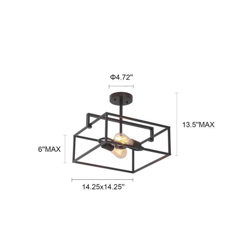 Chloe Lighting Nolan 2-Light Square Metal Semi Flush Ceiling Pendant in Bronze