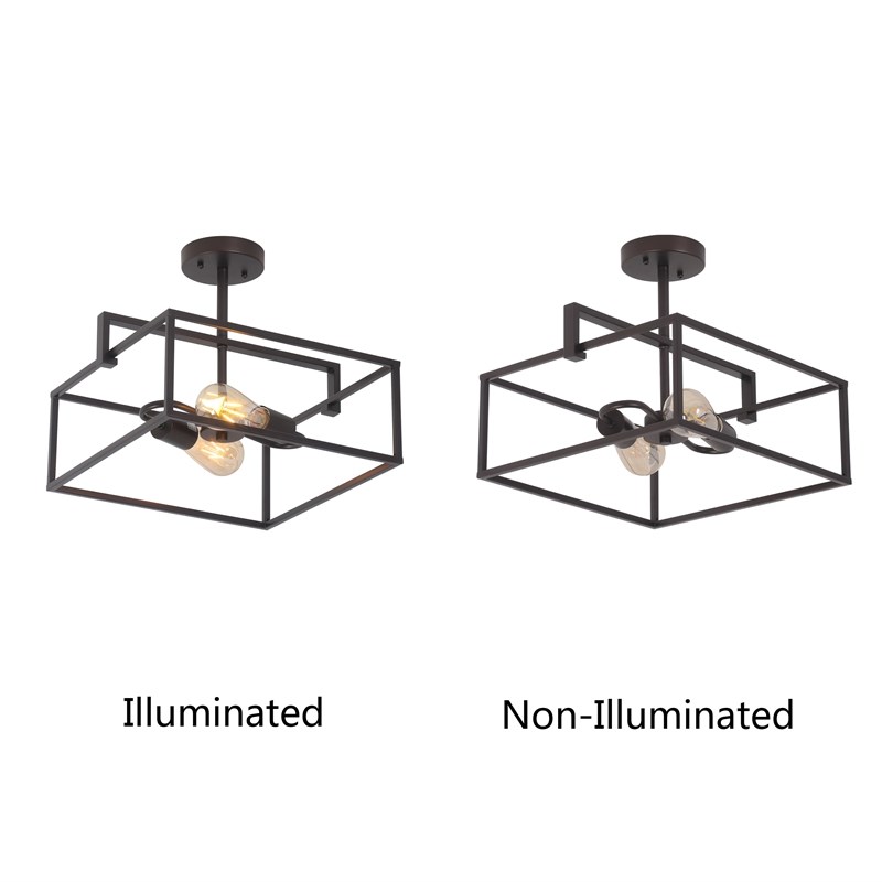 Chloe Lighting Nolan 2-Light Square Metal Semi Flush Ceiling Pendant in Bronze