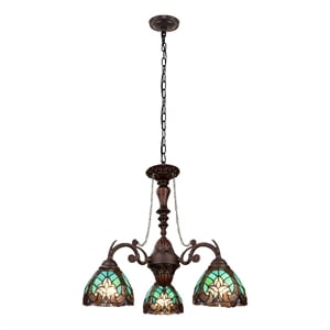 Chloe Lighting Liaison 3-Light Victorian Glass Mini Chandelier in Multi-Color