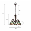 Chloe Lighting Liaison 5-Light Victorian Glass Large Chandelier in Multi-Color