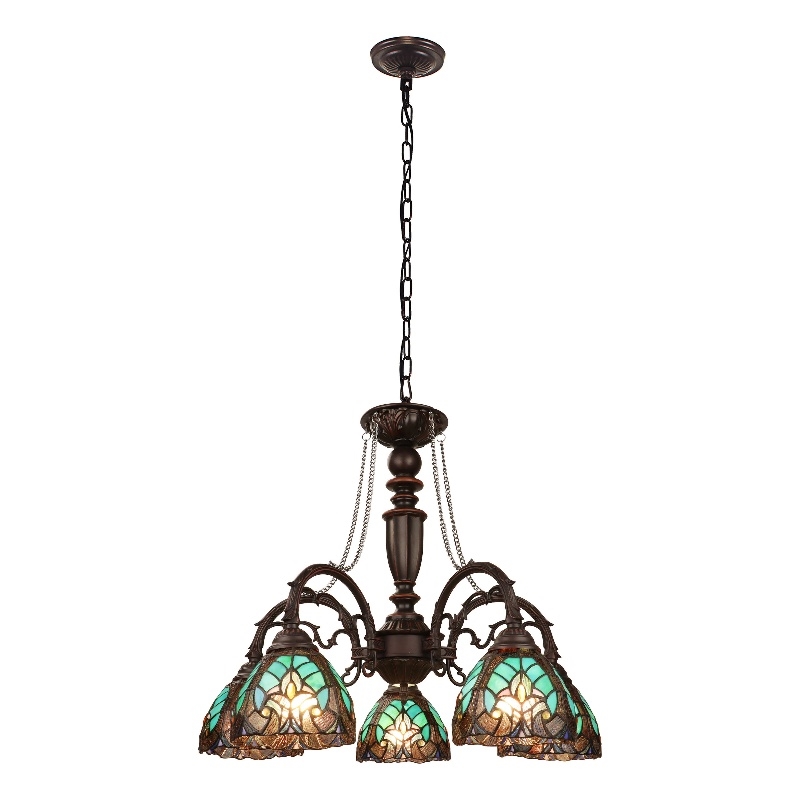 Chloe Lighting Liaison 5-Light Victorian Glass Large Chandelier in Multi-Color