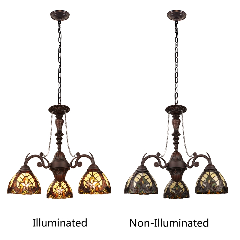 Chloe Lighting Liaison 3-Light Victorian Glass Chandelier in Multi-Color