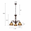 Chloe Lighting Liaison 3-Light Victorian Glass Chandelier in Multi-Color