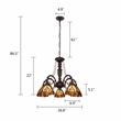 Chloe Lighting Liaison 5-Light Victorian Glass Chandelier in Multi-Color