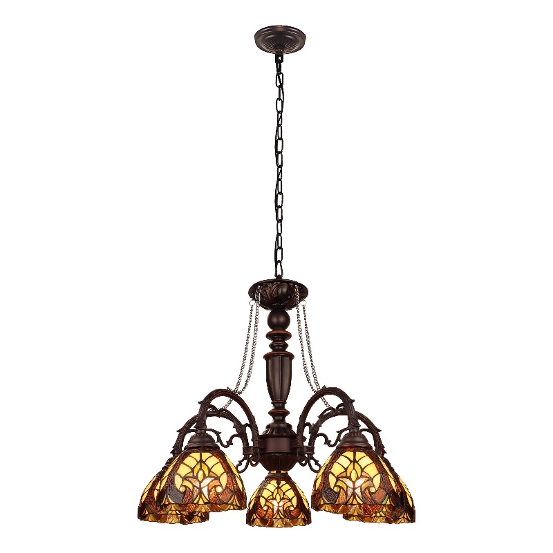 Chloe Lighting Liaison 5-Light Victorian Glass Chandelier in Multi-Color