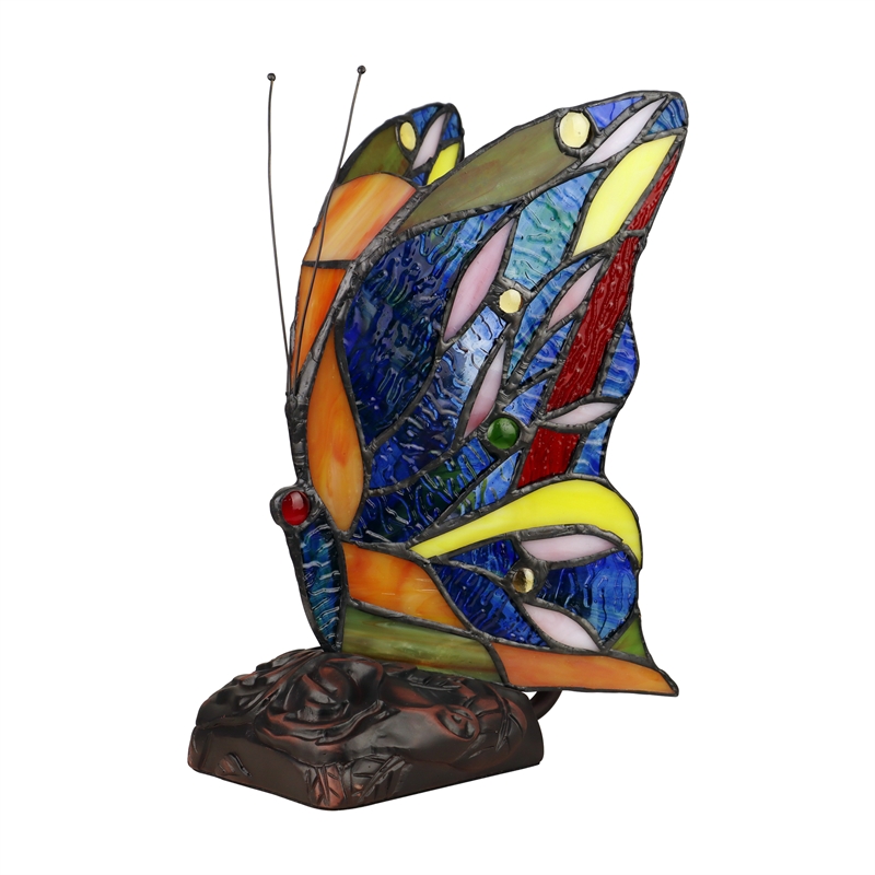 Chloe Lighting Jacy 1-Light Butterfly Glass Accent Table Lamp in Multi-Color
