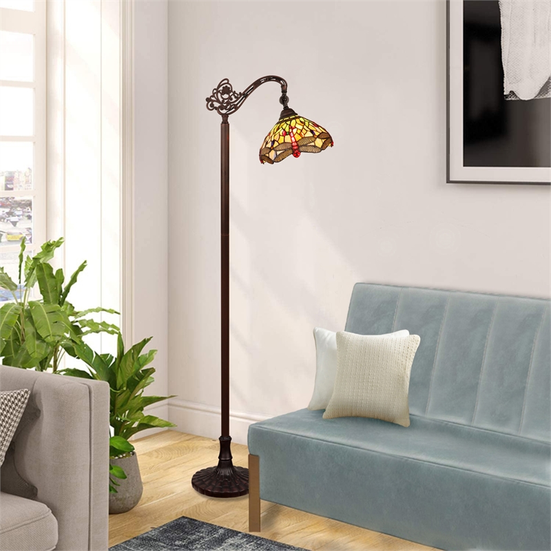 Chloe Lighting Anisoptera Purity 1-Light Glass Reading Floor Lamp in Multi-Color