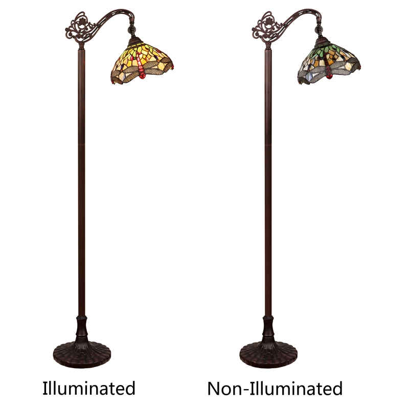 Chloe Lighting Anisoptera Purity 1-Light Glass Reading Floor Lamp in Multi-Color