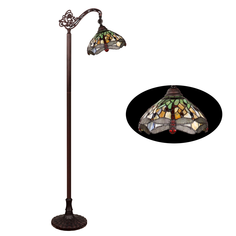 Chloe Lighting Anisoptera Purity 1-Light Glass Reading Floor Lamp in Multi-Color