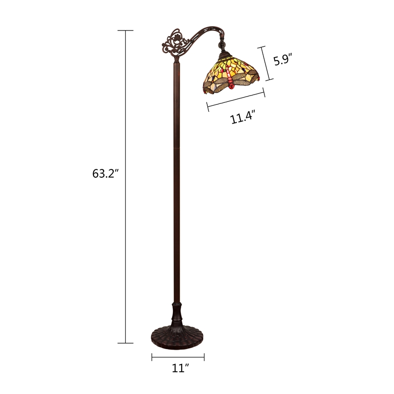 Chloe Lighting Anisoptera Purity 1-Light Glass Reading Floor Lamp in Multi-Color