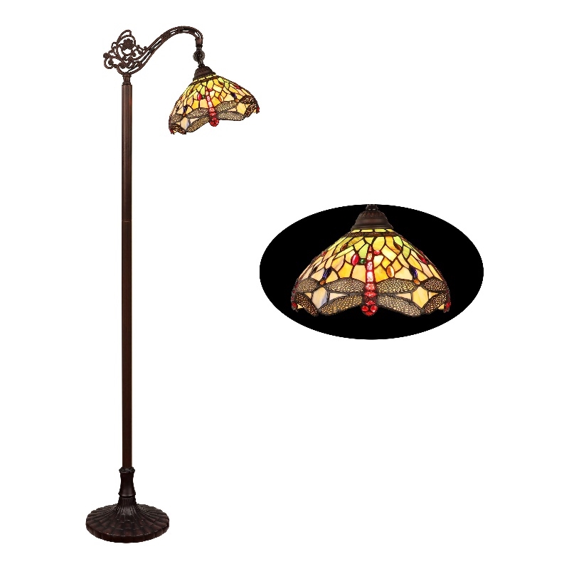 Chloe Lighting Anisoptera Purity 1-Light Glass Reading Floor Lamp in Multi-Color