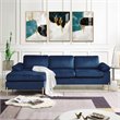 Devion Furniture Modern Velvet Sectional Sofa in Blue/Gold legs