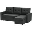 Devion Furniture Polyester Fabric Reversible Sleeper Sectional Sofa-Dark Gray