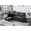 Devion Furniture Polyester Fabric Reversible Sleeper Sectional Sofa-Dark Gray