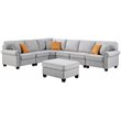 Devion Furniture Polyester Fabric U-Shaped Sectional Sofa in Light Gray