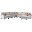 Devion Furniture Polyester Fabric U-Shaped Sectional Sofa in Light Gray