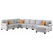 Devion Furniture Polyester Fabric U-Shaped Sectional Sofa in Light Gray