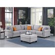 Devion Furniture Polyester Fabric U-Shaped Sectional Sofa in Light Gray