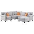 Devion Furniture Polyester Fabric U-Shaped Sectional Sofa in Light Gray