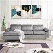 Devion Furniture Modern Velvet Sectional Sofa in Gray/Gold legs